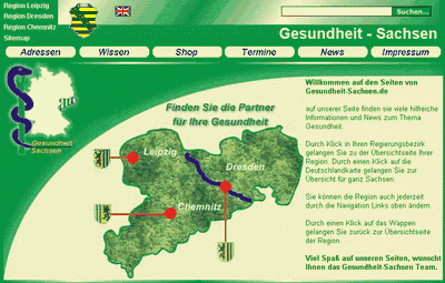Screenshot von Gesundheit Sachsen
