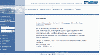Screenshot von Shop für Netkom Sachsen